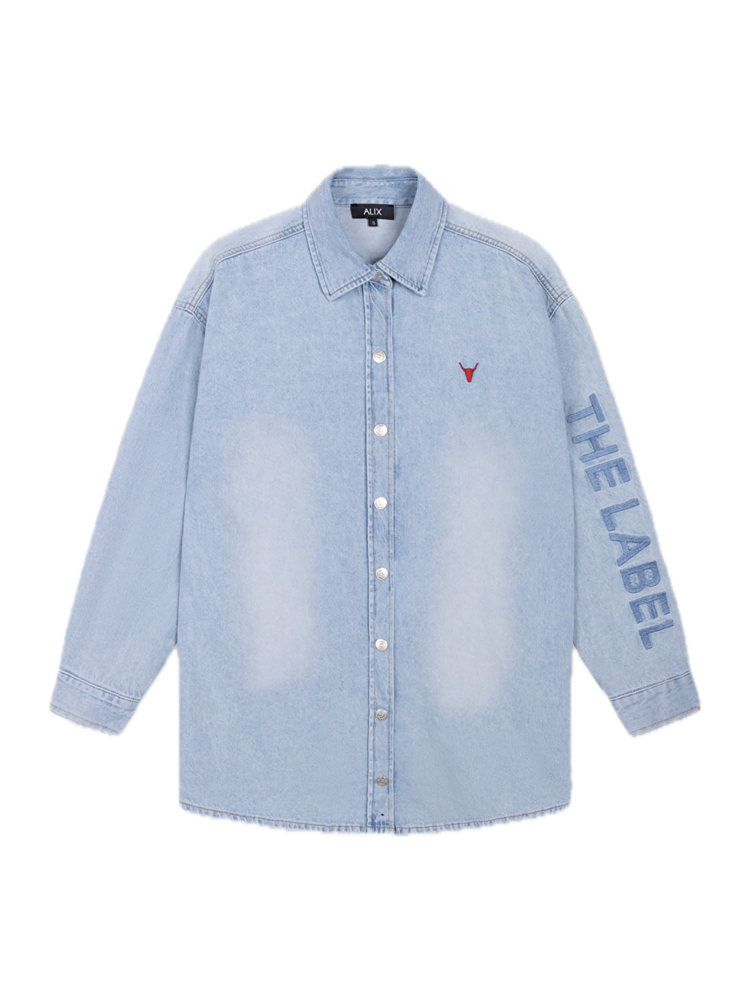 Alix LADIES WOVEN FLOWY DENIM OVERSIZED BLOUSE