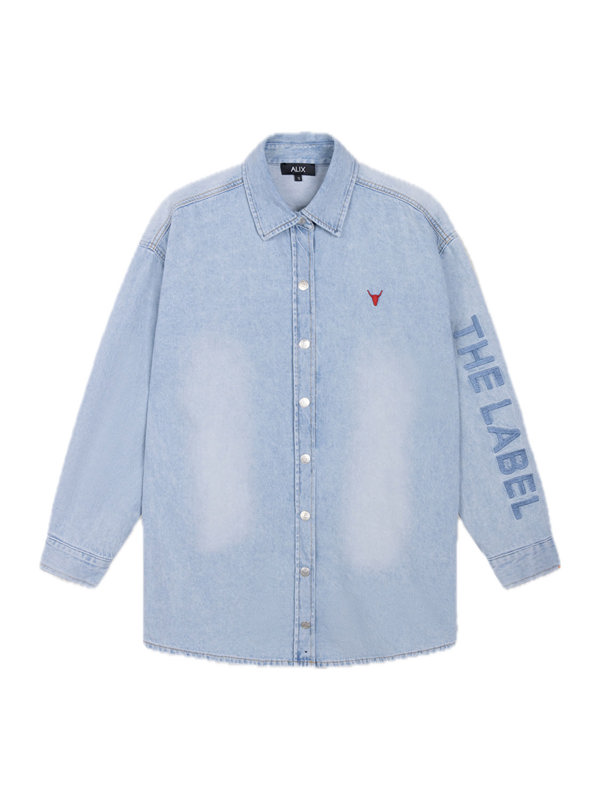 Alix LADIES WOVEN FLOWY DENIM OVERSIZED BLOUSE