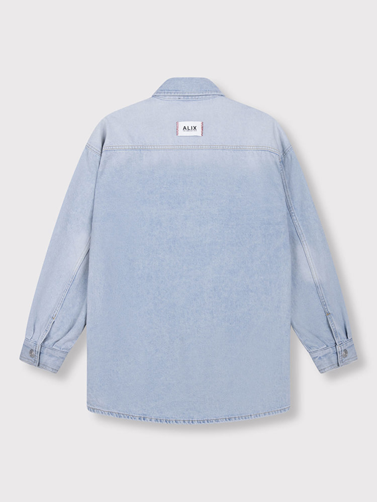 Alix LADIES WOVEN FLOWY DENIM OVERSIZED BLOUSE