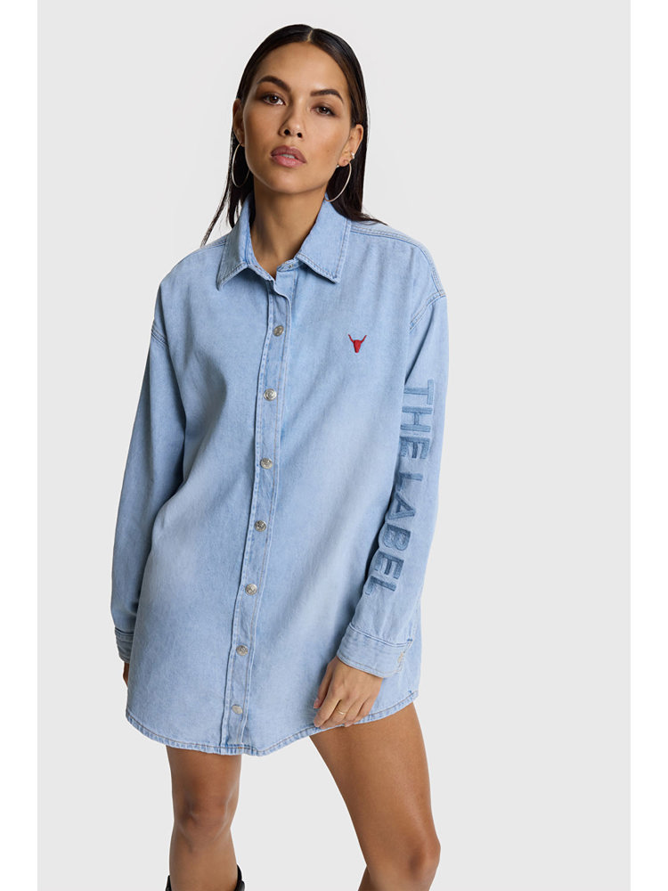 Alix LADIES WOVEN FLOWY DENIM OVERSIZED BLOUSE