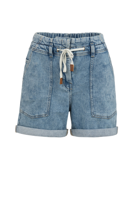 Yaya Denim short met koordsluiting