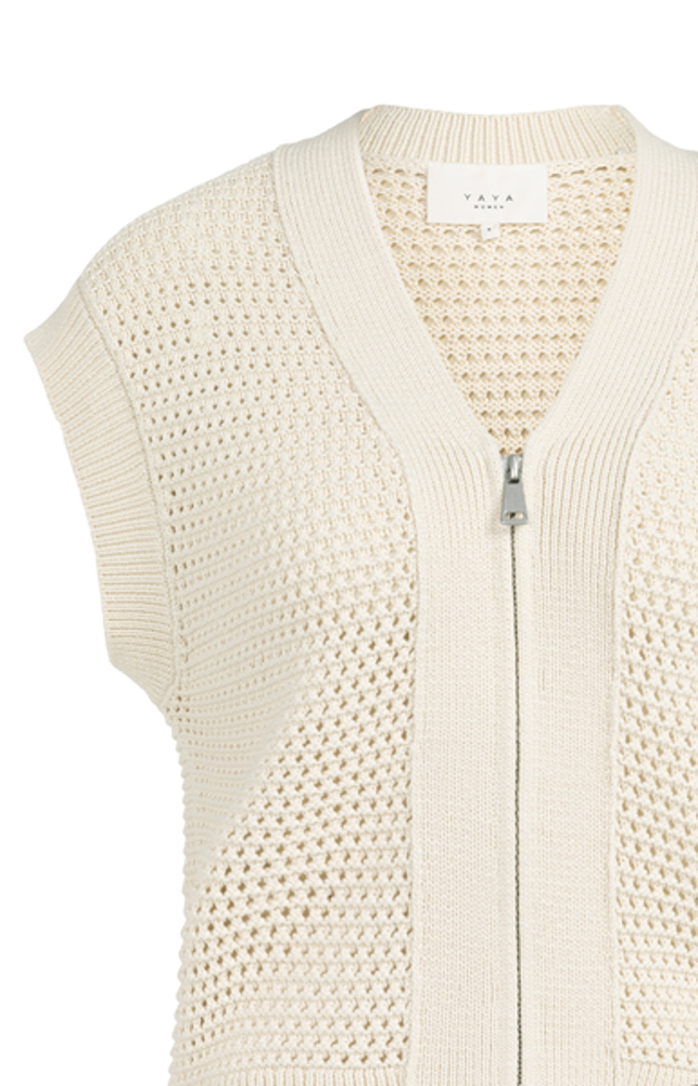 Yaya Grofgebreid vest met rits