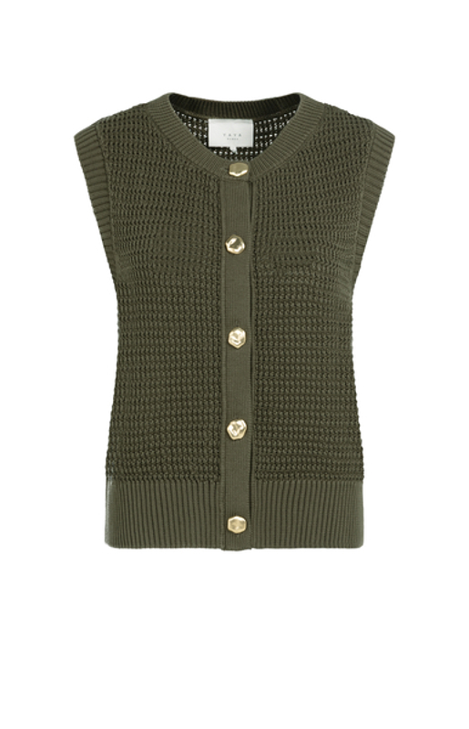 Yaya Mouwloos grofgebreid vest