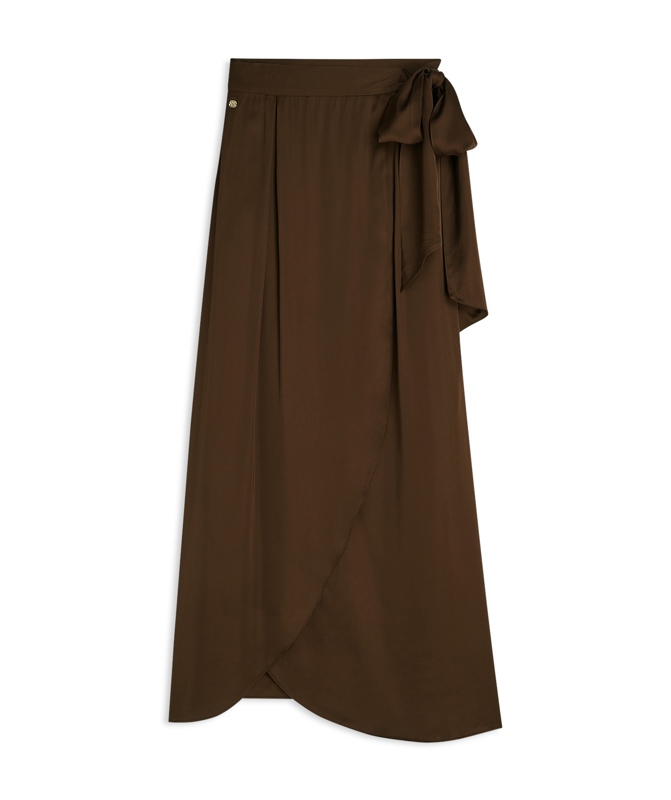 Josh V YAMICIA wrap maxi skirt in satin look