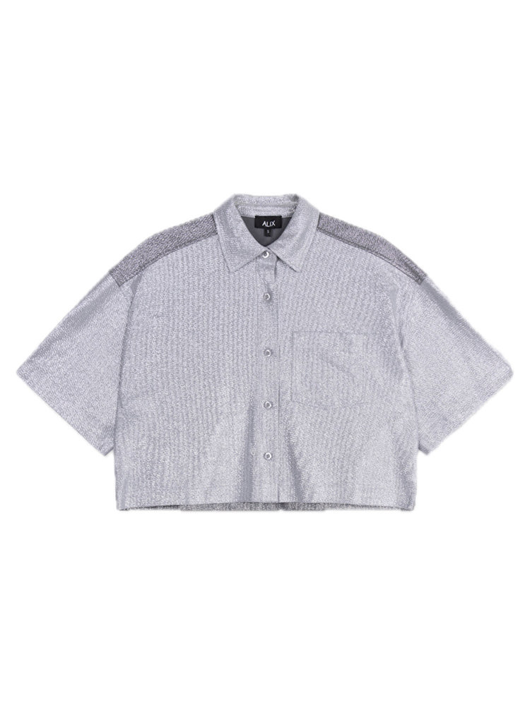 Alix ladies knitted foil cropped blouse