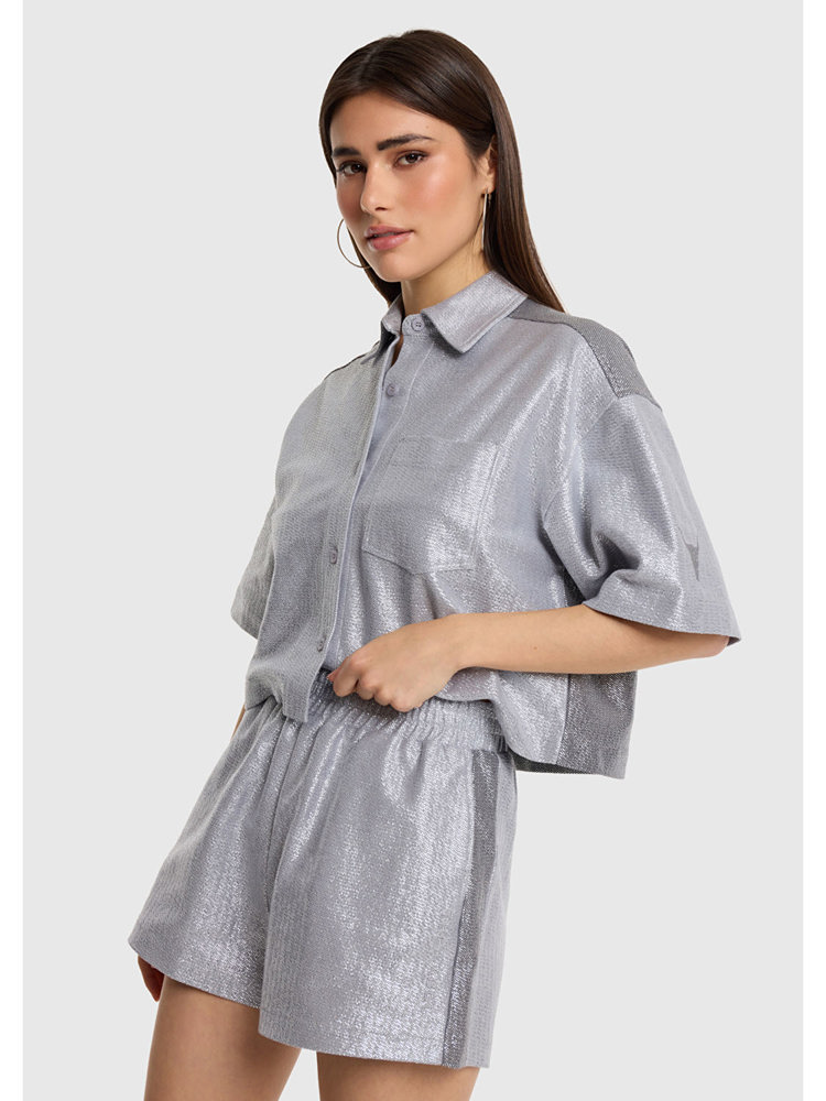 Alix ladies knitted foil cropped blouse