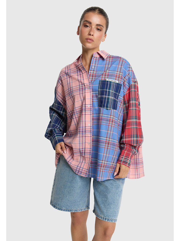 Alix LADIES WOVEN CHECK MIX BLOUSE