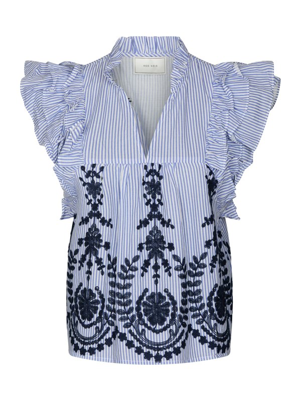 Neo Noir JAYLA STRIPE EMBROIDERY TOP