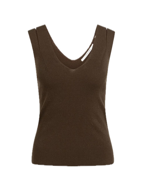 Yaya Ribgebreide top met V-hals