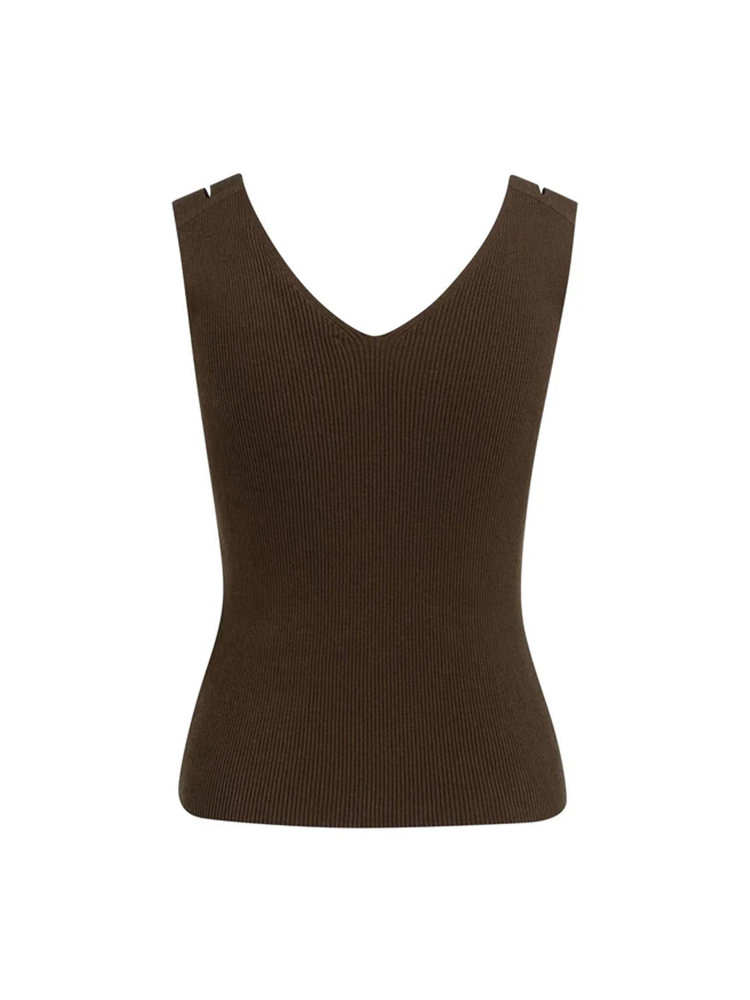Yaya Ribgebreide top met V-hals
