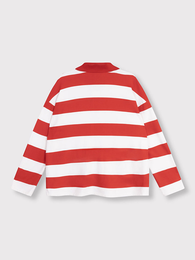 Alix LADIES KNITTED BLOCK STRIPE POLO SWEATER