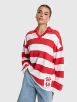 Alix LADIES KNITTED BLOCK STRIPE POLO SWEATER